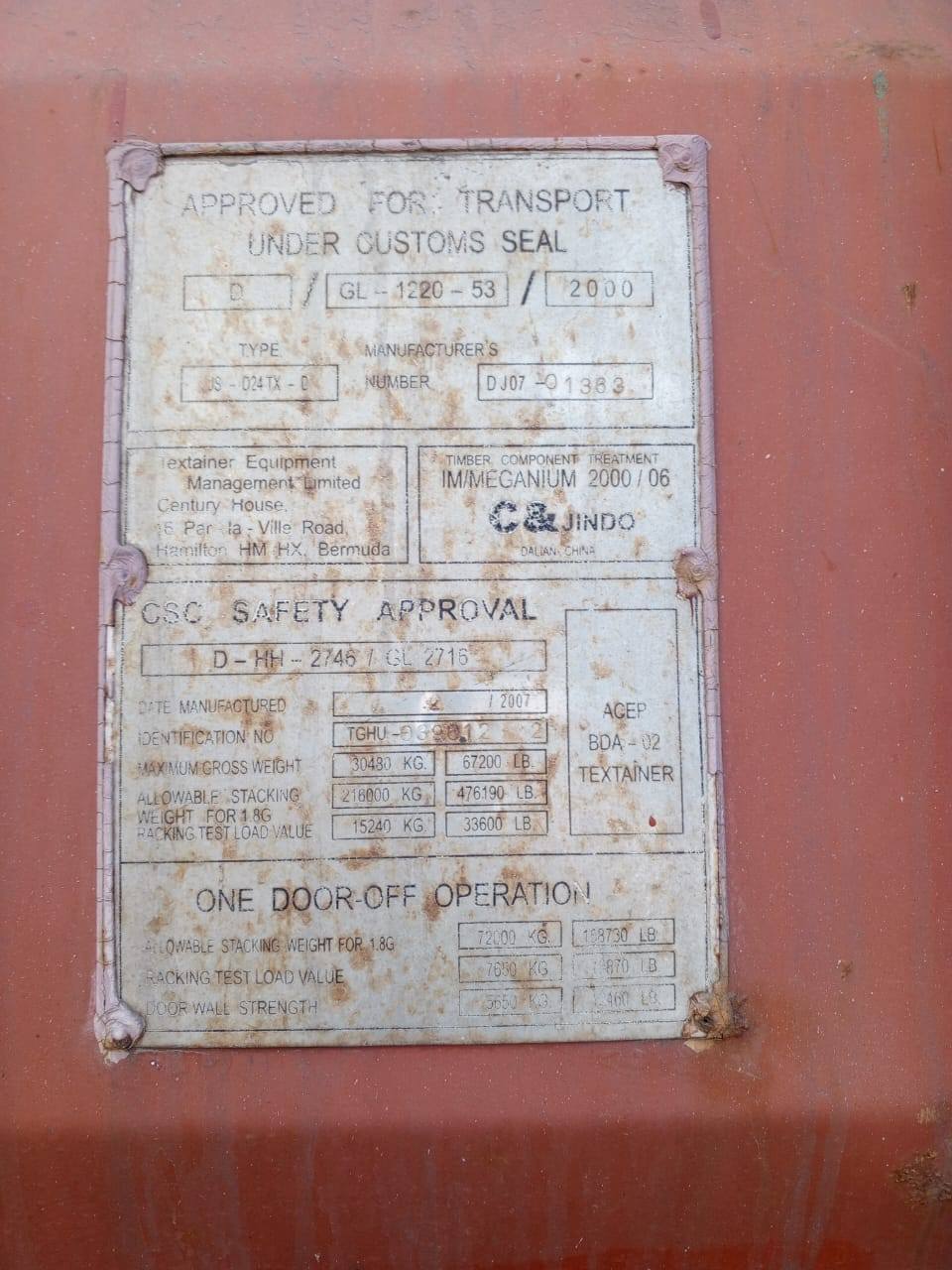 Морской контейнер TGHU0390122